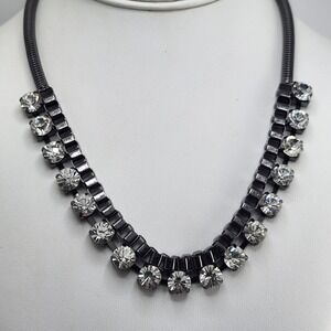 Black Gun Metal Clear‎ Rhinestone Collar Necklace